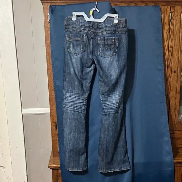 Almost Famous Distressed Blue Flare Jeans - Picture 3 of 3